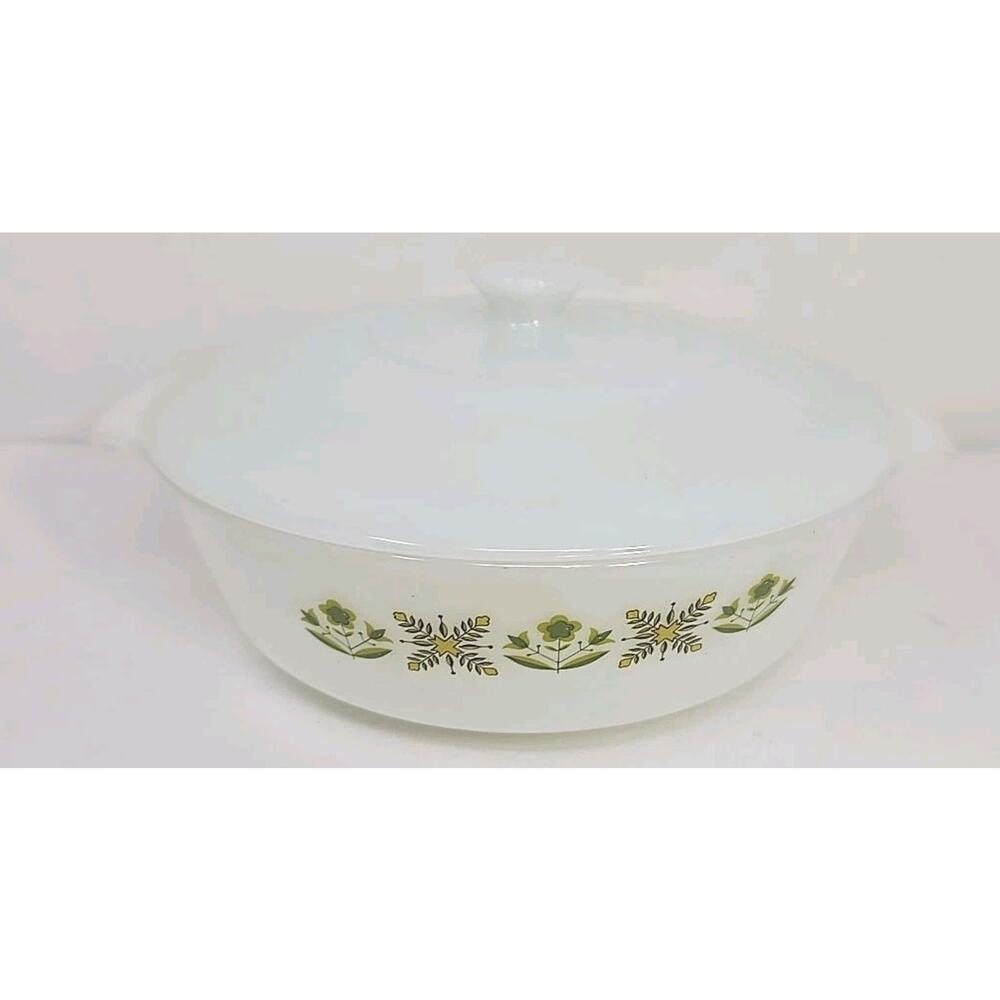 Vintage‎ Fire King 2 QT Meadow Green Casserole Dish w/ Lid #438 U144